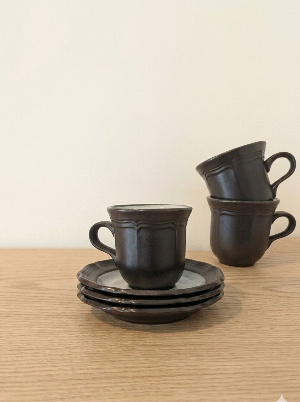 ☕ Vintage Mikasa “Peasantries” Brown‑Black Coffee Cup & Saucer Set – Japan
